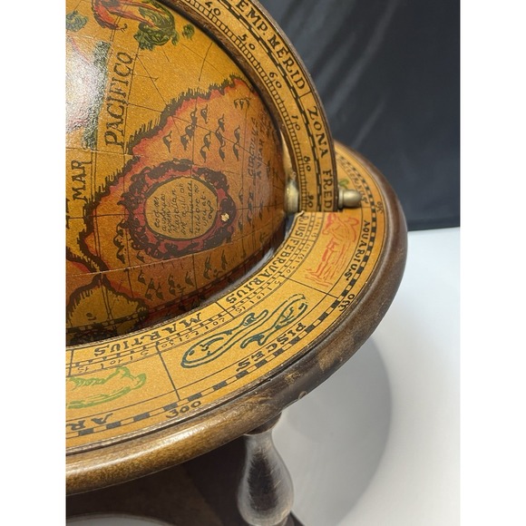 Vintage Wood Old World Globe Desktop Zodiac Astrology  Signs Made in Italy - Picture 4 of 16